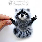 Украшения handmade. Livemaster - original item Little Raccoon brooch - felted little Coon - dry felting wool raccoon. Handmade.