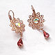 Rose gold tone Crystals earrings, Vintage earrings, St. Petersburg,  Фото №1