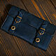 Вместительный синий кошелек из состаренной кожи. Кошельки. Creative Leather Workshop. Ярмарка Мастеров.  Фото №6