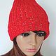 Order Knitted pumpkin hat onion hat with shiny thread and lapel. UrbanStyleKnit (usknits). Livemaster. . Caps Фото №3