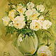 Oil painting on canvas. Roses in a glass vase, Pictures, Moscow,  Фото №1