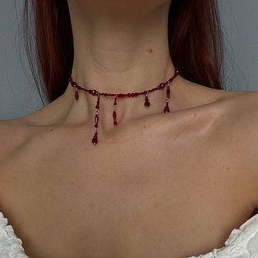 Украшения ручной работы. Ярмарка Мастеров - ручная работа Чокер "Red drops". Handmade.