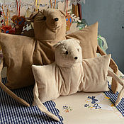Подушка игрушка мишка для декора детской, гостиной или автомобиля