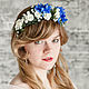 Blue rim with flowers, blue hair ornament, a wreath of cornflowers, Bridal Tiara, Kursk,  Фото №1