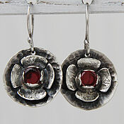 Украшения handmade. Livemaster - original item Silver earrings in boho style with garnets. Handmade.