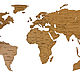 Деревянная карта мира 150х80 см с гравировкой, дуб, Карты мира, Москва,  Фото №1
