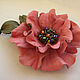 Leather flowers. Decoration brooch pin ROSE MAGIC.pink flower. Brooches. Irina Vladi. My Livemaster. Фото №4