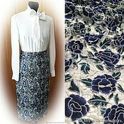 Материалы для творчества handmade. Livemaster - original item Fabric: Multicolor Lace Macrame Blue Flowers. Handmade.