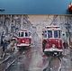 Картина пастелью Red Tram (трамвай зимний городской пейзаж). Картины. Pastel (Бахматова Елена). Ярмарка Мастеров.  Фото №5