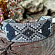 Wide beaded cuff bracelet in ethnic Boho Ethnic style, Braided bracelet, Taganrog,  Фото №1