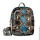 Backpack from Python. Small backpack from Python. Fashionable backpack from Python one shoulder. Small, stylish backpack from Python. Bright leather backpack handmade. Women's backpack from Python.
