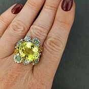 Украшения handmade. Livemaster - original item Summer ring with lemon citrine and emeralds. Handmade.