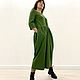 Минус 60!!!Длинное зелёное платье бохо из шерсти в пол. Платья. LADY SHRI (ОЛЬГА). Ярмарка Мастеров.  Фото №4