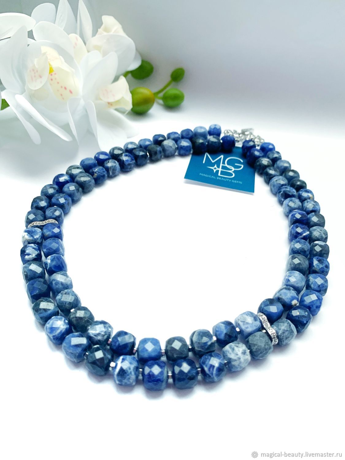Necklace with sodalite ' Night in Paris», Necklace, Moscow,  Фото №1