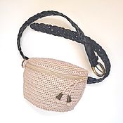 Сумки и аксессуары handmade. Livemaster - original item Waist bag: Knitted waist bag, beige cotton. Handmade.