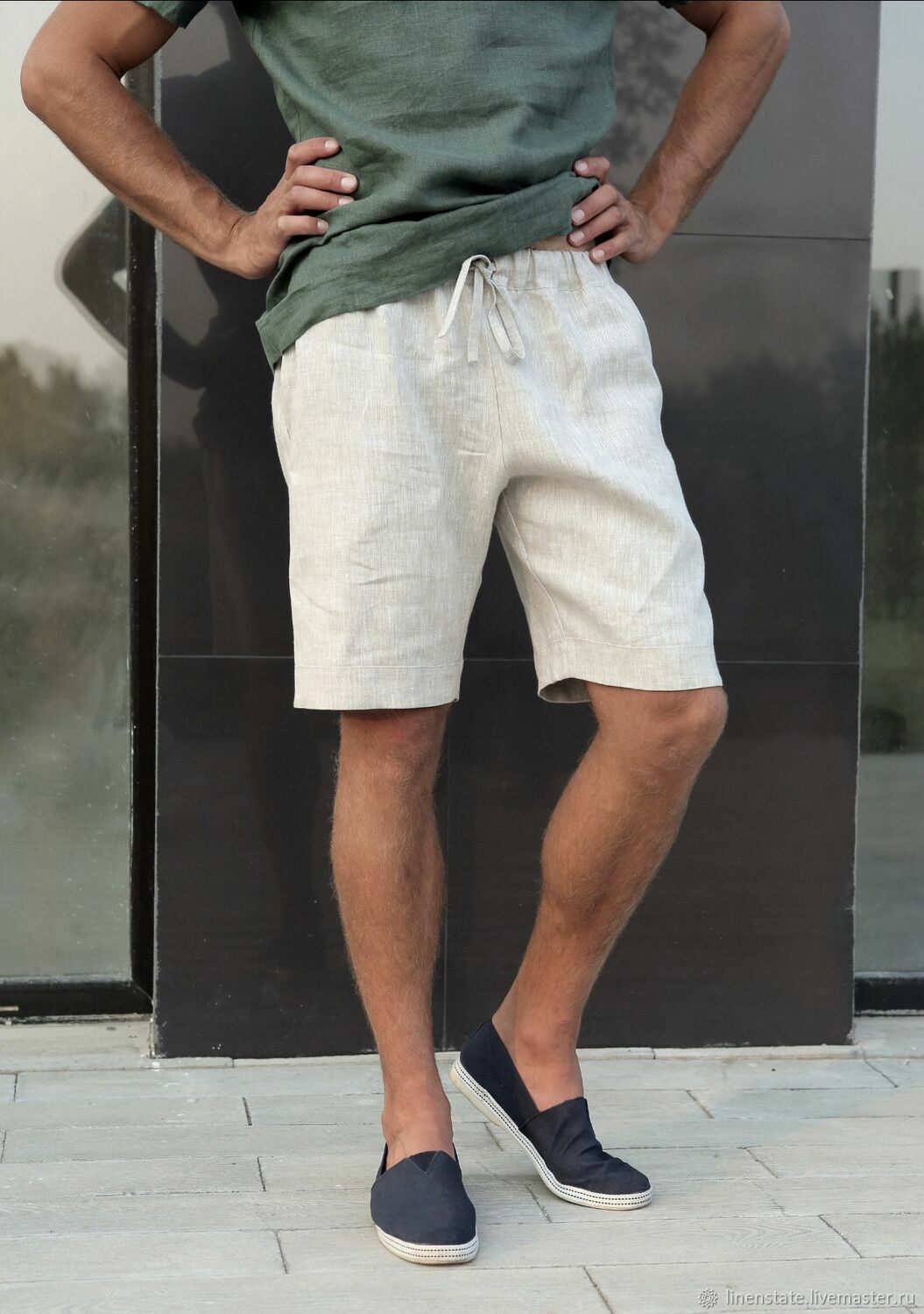 Шорты мужские: Льняные шорты на завязках / выбор цветов / 100% лен в интернет-магазине Ярмарка Мастеров по цене 8900 ₽ – RB3H8RU