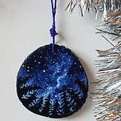 Сувениры и подарки handmade. Livemaster - original item Christmas gifts: Starry sky. The painting on the saw cut.. Handmade.