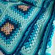 Ручная РАБОТА Плед вязаный крючком 140х190см бабушкин квадрат Морской. Пледы. СУНДУК текстиль плед покрывало (sunduk99). Ярмарка Мастеров.  Фото №8