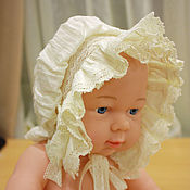 Одежда детская handmade. Livemaster - original item Cotton cap for baby, vintage style. Handmade.