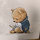 The picture is embroidered with a cross Bear and bunny. Pictures. Embroidery by Alena. Интернет-магазин Ярмарка Мастеров.  Фото №2