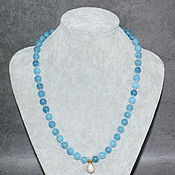 Работы для детей, handmade. Livemaster - original item Natural Aquamarine Beads with Pendant. Handmade.