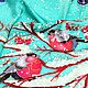 Голубой платок "За окошком снегири" шелковый платок, Платки, Раменское,  Фото №1