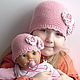 Вязаная шапочка для девочки и ее любимой куклы, Шапки, Москва,  Фото №1