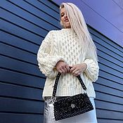 Одежда handmade. Livemaster - original item Wool sweater white women`s oversize in stock. Handmade.