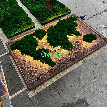 Картины и панно ручной работы. Ярмарка Мастеров - ручная работа Панно из мха карта мира. Handmade.