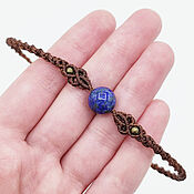 Украшения handmade. Livemaster - original item Lapis lazuli Bracelet blue Brown Natural Stone thin Bracelet. Handmade.