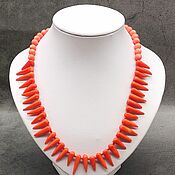 Украшения handmade. Livemaster - original item Necklace natural orange coral in the shape of a 