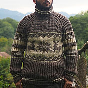 Мужская одежда handmade. Livemaster - original item A reindeer sweater 100% wool (No. №210). Handmade.