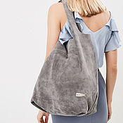 Сумки и аксессуары handmade. Livemaster - original item Bag Trunk Gray Suede Bag Large Bag String Bag Shopper T-shirt. Handmade.