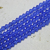 Материалы для творчества handmade. Livemaster - original item Biconuses 3 mm 60 pcs on a string Blue glacier. Handmade.