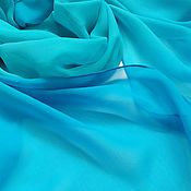 Голубой палантин Батик шарф "Blue" натуральный шелк 100%