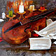 Violin still life painting oil on canvas original artwork, Pictures, St. Petersburg,  Фото №1