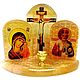  Selenite crucifix with icons and candle holder, Stones, Horde,  Фото №1