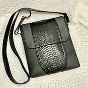 Сумки и аксессуары handmade. Livemaster - original item Men`s shoulder bag, python leather calfskin.. Handmade.