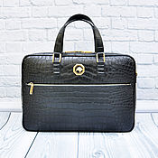 Сумки и аксессуары handmade. Livemaster - original item Men`s briefcase bag made of crocodile leather, in black.. Handmade.