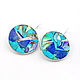 Mosaic EARRINGS made of natural stones. Big round earrings, Earrings, Moscow,  Фото №1