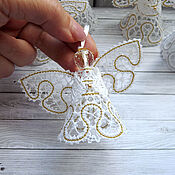 Сувениры и подарки handmade. Livemaster - original item Christmas angel openwork 7 cm with golden decor. Handmade.