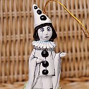 Сувениры и подарки handmade. Livemaster - original item Christmas decorations: Pierrot, porcelain. Handmade.