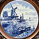 Panel plate 'At the mill', Delft, Holland. Decorative vintage plates. 'Gollandskaya Vest-Indskaya kompaniya'. Интернет-магазин Ярмарка Мастеров.  Фото №2