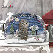 Сумки и аксессуары handmade. Livemaster - original item Cosmetic bags: hedgehog hurries to the Bear to celebrate the New Year
