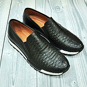 Обувь ручной работы handmade. Livemaster - original item Sneakers made of Python leather suede, black color!. Handmade.