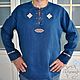 Men's blue linen shirt with embroidery ' Luck'. People\\\'s shirts. Kupava - ethno/boho. My Livemaster. Фото №6