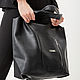Order Bag Bag leather soft black Package String Bag T shirt medium Bag Shopper. BagsByKaterinaKlestova (kklestova). Livemaster. . Sacks Фото №3