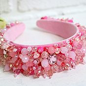 Украшения handmade. Livemaster - original item Pink delicate headband with stones in the style of Dolce Dolce. Handmade.