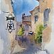 Watercolor Urban landscape Street (beige blue). Pictures. Pastelena. Online shopping on My Livemaster.  Фото №2