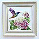 Tiles and tiles: Hummingbirds and hydrangeas, set of 4 pcs. Tile. Flera Daminova Rospis farfora. (artflera). Online shopping on My Livemaster.  Фото №2